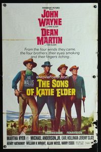 1i620 SONS OF KATIE ELDER one-sheet movie poster '65 John Wayne, Dean Martin, Martha Hyer