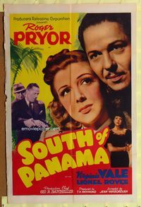1i622 SOUTH OF PANAMA one-sheet movie poster '41 Roger Pryor & Virginia Vale in Central America!