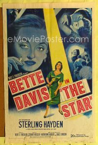 1i628 STAR one-sheet movie poster '53 great artwork of Hollywood actress Bette Davis!