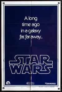 1i631 STAR WARS style B teaser 1sheet '77 George Lucas, a long time ago in a galaxy far, far away...