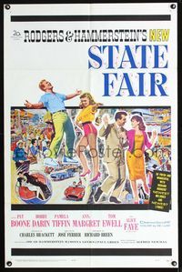 1i634 STATE FAIR one-sheet movie poster '62 Alice Faye, Pat Boone, Rodgers & Hammerstein!