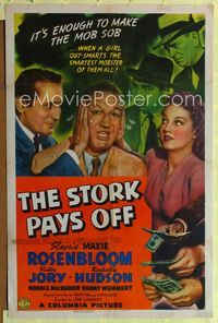 1i641 STORK PAYS OFF one-sheet movie poster '41 Slapsie Maxie Rosenbloom & pretty Rochelle Hudson!