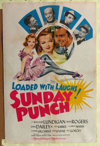1i649 SUNDAY PUNCH one-sheet poster '42 art of boxer William Lundigan and super sexy Jean Rogers!