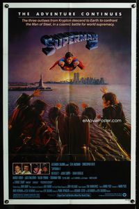 1i653 SUPERMAN II one-sheet '81 Christopher Reeve, Terence Stamp, great artwork over New York City!