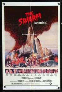 1i655 SWARM style B one-sheet movie poster '78 Irwin Allen, art of killer bee attack by C.W. Taylor!