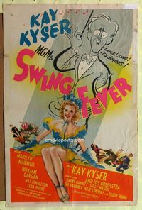 1i656 SWING FEVER one-sheet movie poster '44 Al Hirschfeld art of Kay Kyser & sexy Marilyn Maxwell!