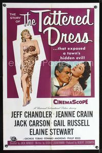 1i663 TATTERED DRESS one-sheet movie poster '57 Jeff Chandler, sexy Jeanne Crain & Gail Russell!