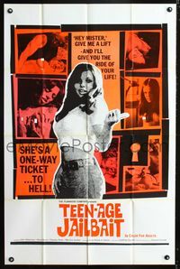 1i664 TEEN-AGE JAILBAIT one-sheet '70 give her a lift and she'll give you the ride of your life!