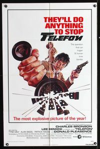 1i665 TELEFON one-sheet movie poster '77 great artwork, they'll do anything to stop Charles Bronson!