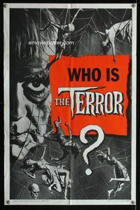 1i670 TERROR style B teaser 1sheet '63 great horror art of Boris Karloff & sexy girls in spider web!