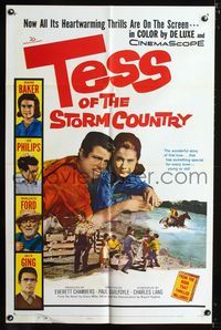 1i673 TESS OF THE STORM COUNTRY one-sheet movie poster '60 Diane Baker, a story of first love!