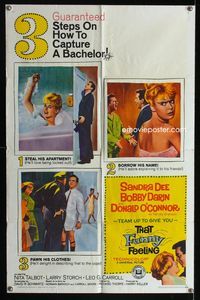 1i677 THAT FUNNY FEELING one-sheet movie poster '65 sexy naked Sandra Dee in tub, Bobby Darin
