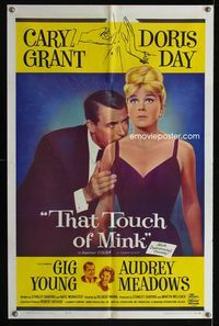 1i679 THAT TOUCH OF MINK one-sheet movie poster '62 great close up art of Cary Grant & Doris Day!