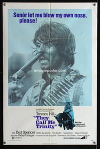 1i683 THEY CALL ME TRINITY one-sheet poster '71 Terence Hill, senor let me blow my own nose please!