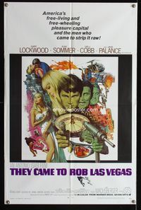 1i684 THEY CAME TO ROB LAS VEGAS one-sheet '68 Gary Lockwood, cool artwork including roulette wheel!