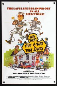1i688 THEY WENT THAT-A-WAY one-sheet movie poster '78 prisoner Tim Conway, wacky art!