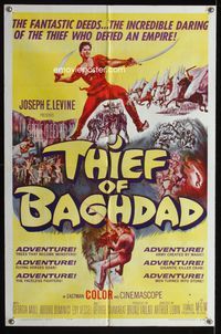 1i689 THIEF OF BAGHDAD one-sheet movie poster '61 daring Steve Reeves does fantastic deeds!