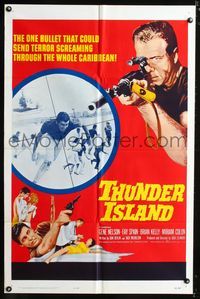 1i695 THUNDER ISLAND one-sheet poster '63 written by Jack Nicholson, cool sniper with rifle image!