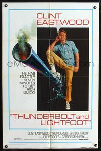 1i696 THUNDERBOLT & LIGHTFOOT style C one-sheet poster '74 artwork of Clint Eastwood with HUGE gun!