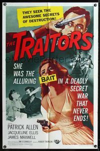 1i717 TRAITORS one-sheet '63 sexy babe with gun, they seek the awesome secrets of destruction!