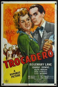 1i721 TROCADERO one-sheet poster '44 great close up romantic art of Rosemary Lane & Johnny Downs!