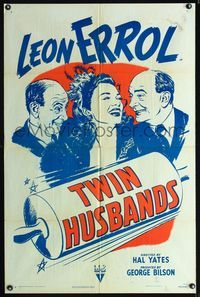 1i726 TWIN HUSBANDS one-sheet movie poster '46 artwork of Dorothy Granger and two Leon Errols!