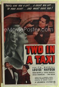 1i727 TWO IN A TAXI one-sheet '41 artwork of Anita Louise & Russell Hayden who will give you a lift!