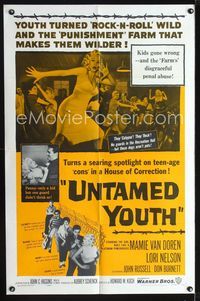 1i734 UNTAMED YOUTH one-sheet movie poster '57 sexy bad Mamie Van Doren in a Hosue of Correction!