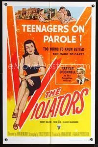 1i746 VIOLATORS one-sheet movie poster '57 Reynold Brown art of teenagers on parole!