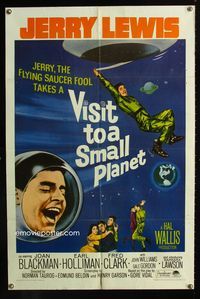 1i750 VISIT TO A SMALL PLANET one-sheet R66 wacky astronaut Jerry Lewis goes into outer space!
