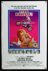 1i751 VIVA KNIEVEL one-sheet movie poster '77 best artwork of the greatest motorcycle daredevil!