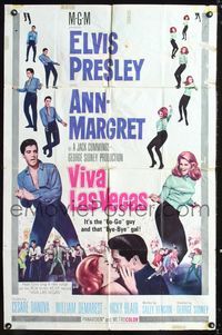 1i752 VIVA LAS VEGAS one-sheet poster '64 many artwork images of Elvis Presley & sexy Ann-Margret!