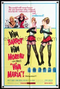1i753 VIVA MARIA style B 1sh '66 Louis Malle, sexiest French babes Brigitte Bardot & Jeanne Moreau!