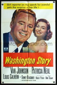 1i768 WASHINGTON STORY one-sheet poster '52 great close up image of Van Johnson & Patricia Neal!