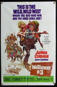 1i769 WATERHOLE #3 one-sheet movie poster '67 James Coburn, Jack Davis art!