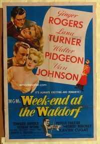 1i776 WEEK-END AT THE WALDORF D 1sh '45 art of Ginger Rogers,Lana Turner,Walter Pidgeon,Van Johnson!