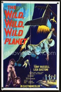 1i785 WILD, WILD, WILD PLANET one-sheet poster '65 Italian sci-fi, cool art of astronauts in space!