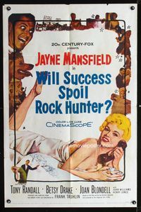 1i786 WILL SUCCESS SPOIL ROCK HUNTER one-sheet '57 art of super sexy Jayne Mansfield on phone!