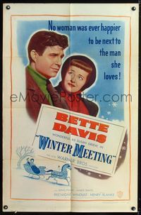 1i788 WINTER MEETING one-sheet poster '48 Bette Davis was never happier to be next to Jim Davis!