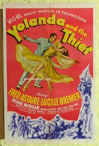 1i798 YOLANDA & THE THIEF one-sheet poster '45 art of Fred Astaire dancing with sexy Lucille Bremer!