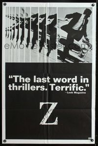 1i800 Z one-sheet movie poster '69 Yves Montand, Costa-Gavras classic, cool chase image!