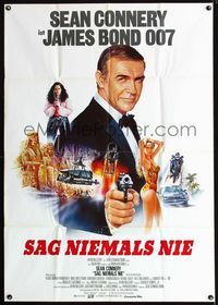 1k018 NEVER SAY NEVER AGAIN German 33x47 '83 different Casaro art of Sean Connery as James Bond!