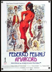 1k038 AMARCORD German '74 Federico Fellini classic comedy, great different super sexy artwork!