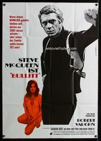 1k010 BULLITT German 33x47 poster '69 great image of Steve McQueen & Jacqueline Bissett by Scharl!