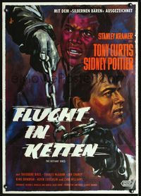 1k086 DEFIANT ONES German poster '58 really cool different art of Tony Curtis & Sidney Poitier!