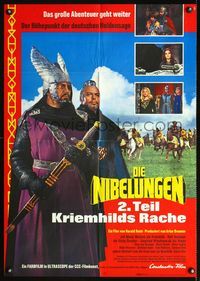 1k094 DIE NIBELUNGEN TEIL 2: KRIEMHILDS RACHE German movie poster '67 cool epic fantasy sequel!