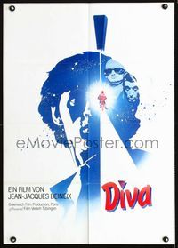 1k097 DIVA German movie poster '82 Jean Jacques Beineix, French New Wave, cool art by A. Harlin!