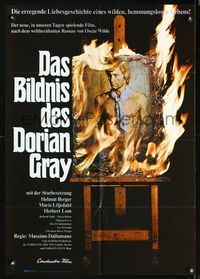 1k102 DORIAN GRAY German movie poster '70 cool image of Helmut Berger portrait burning!