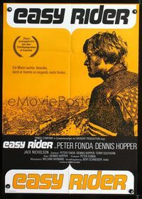 1k104 EASY RIDER German movie poster R70s classic image of biker Peter Fonda, Dennis Hopper