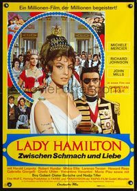 1k110 EMMA HAMILTON German movie poster '68 Le Calde notti di Lady Hamilton, sexy Michele Mercier!